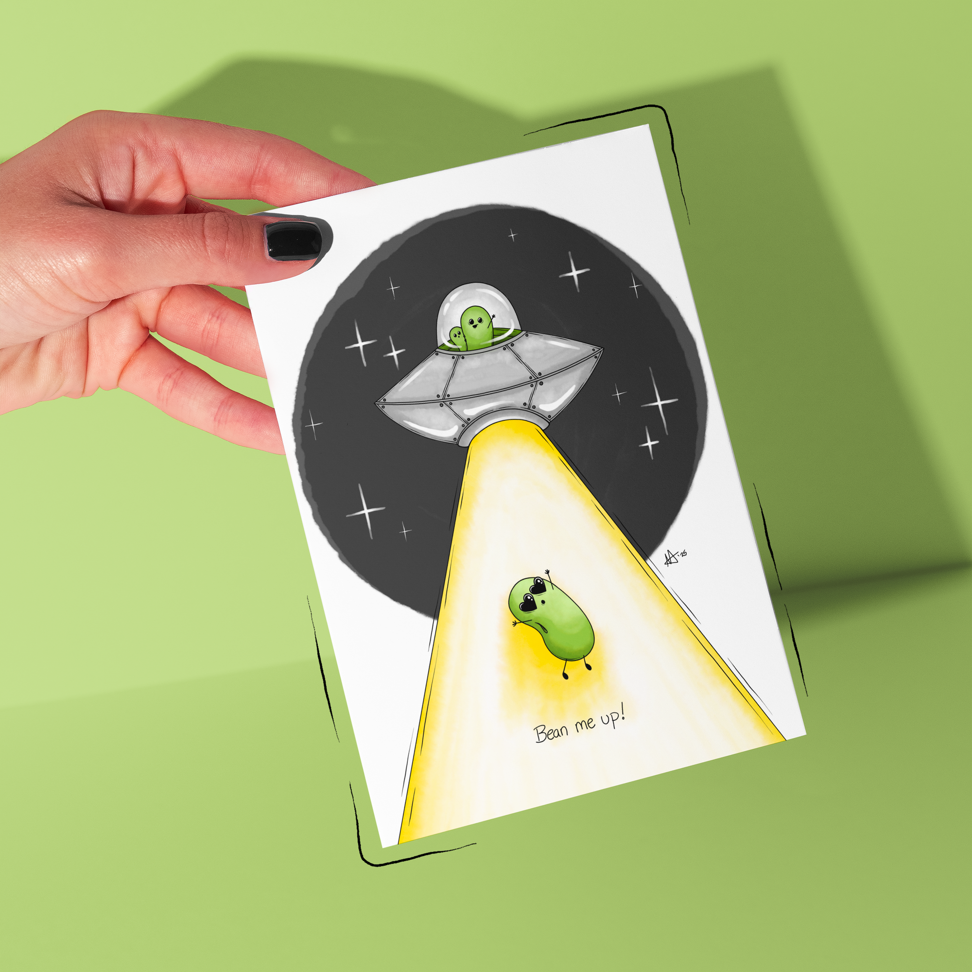"Bean me up!" - Greeting Card