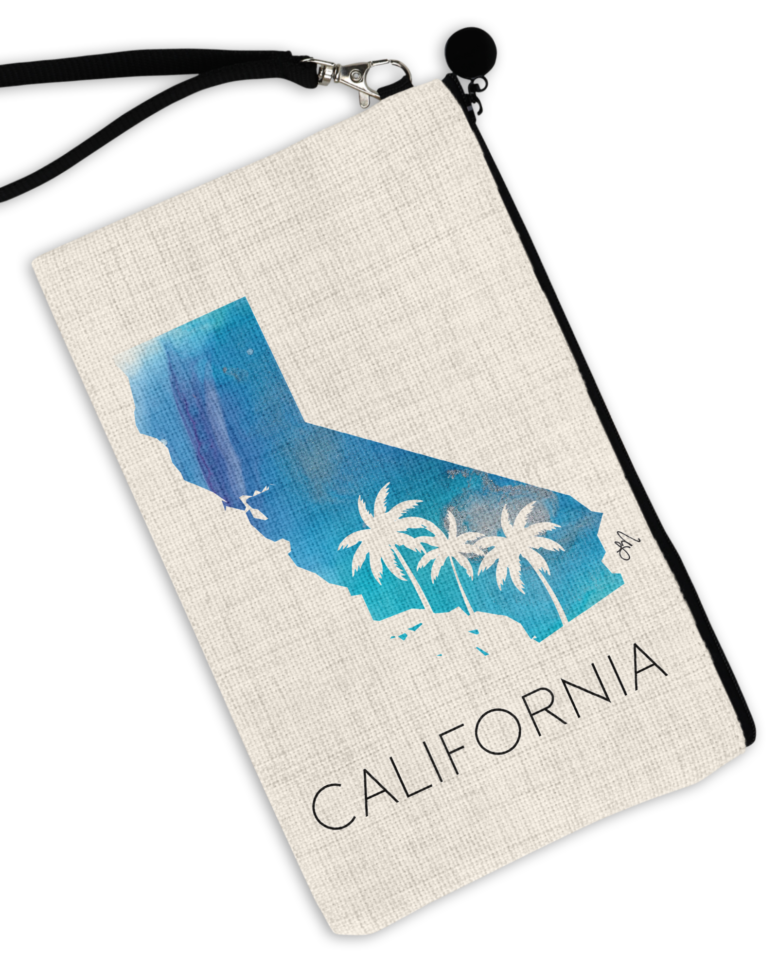 "California Palms" - Linen Hand Bag
