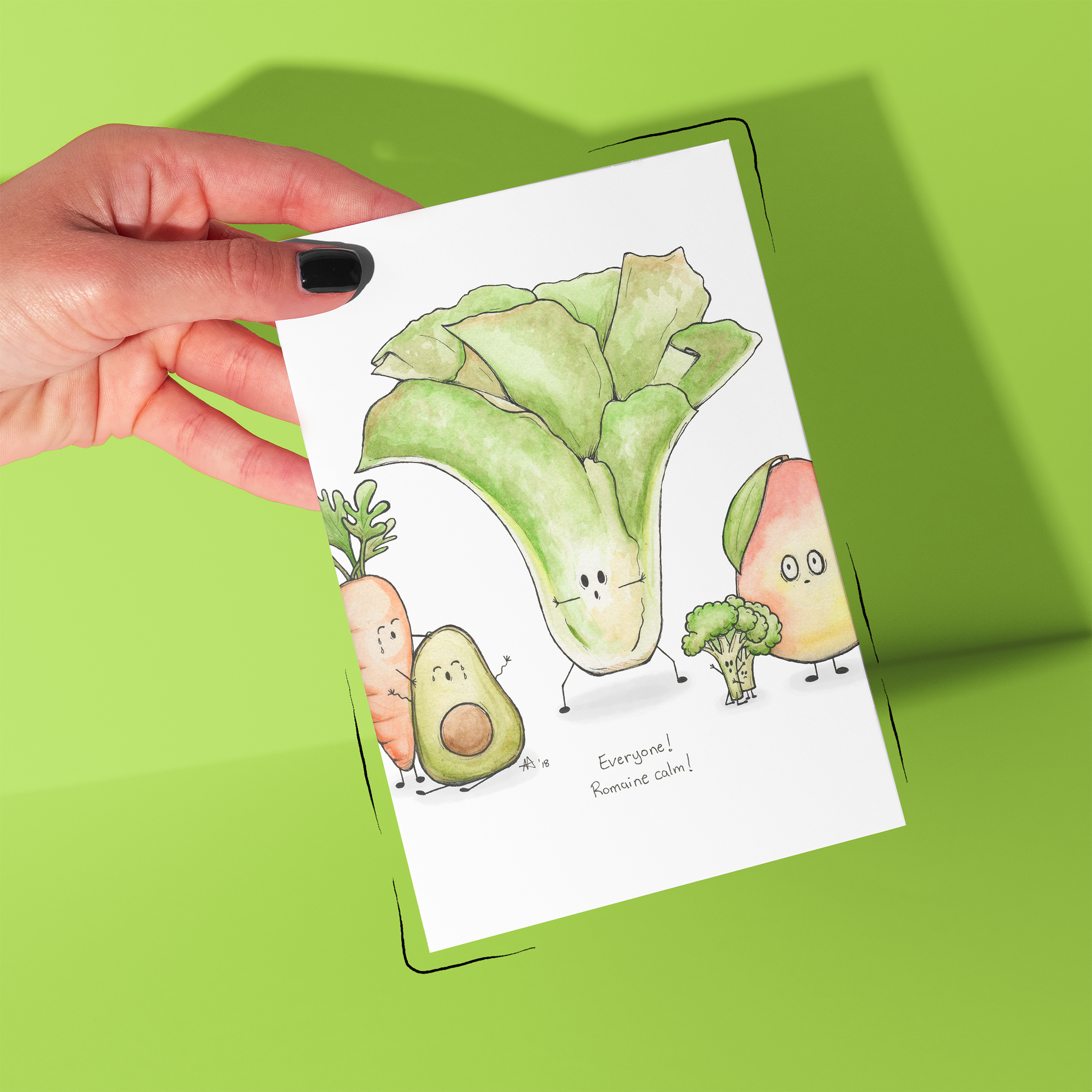 "Everyone! Romaine calm!" - Greeting Card / Small Print