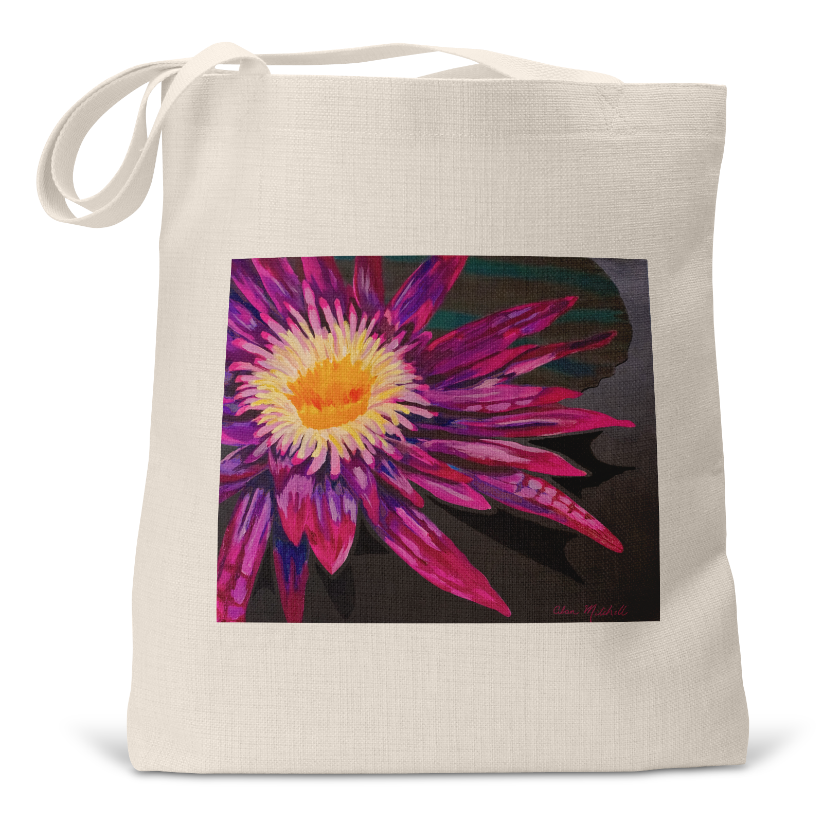 "Water Lily, Still Water" - Linen Tote