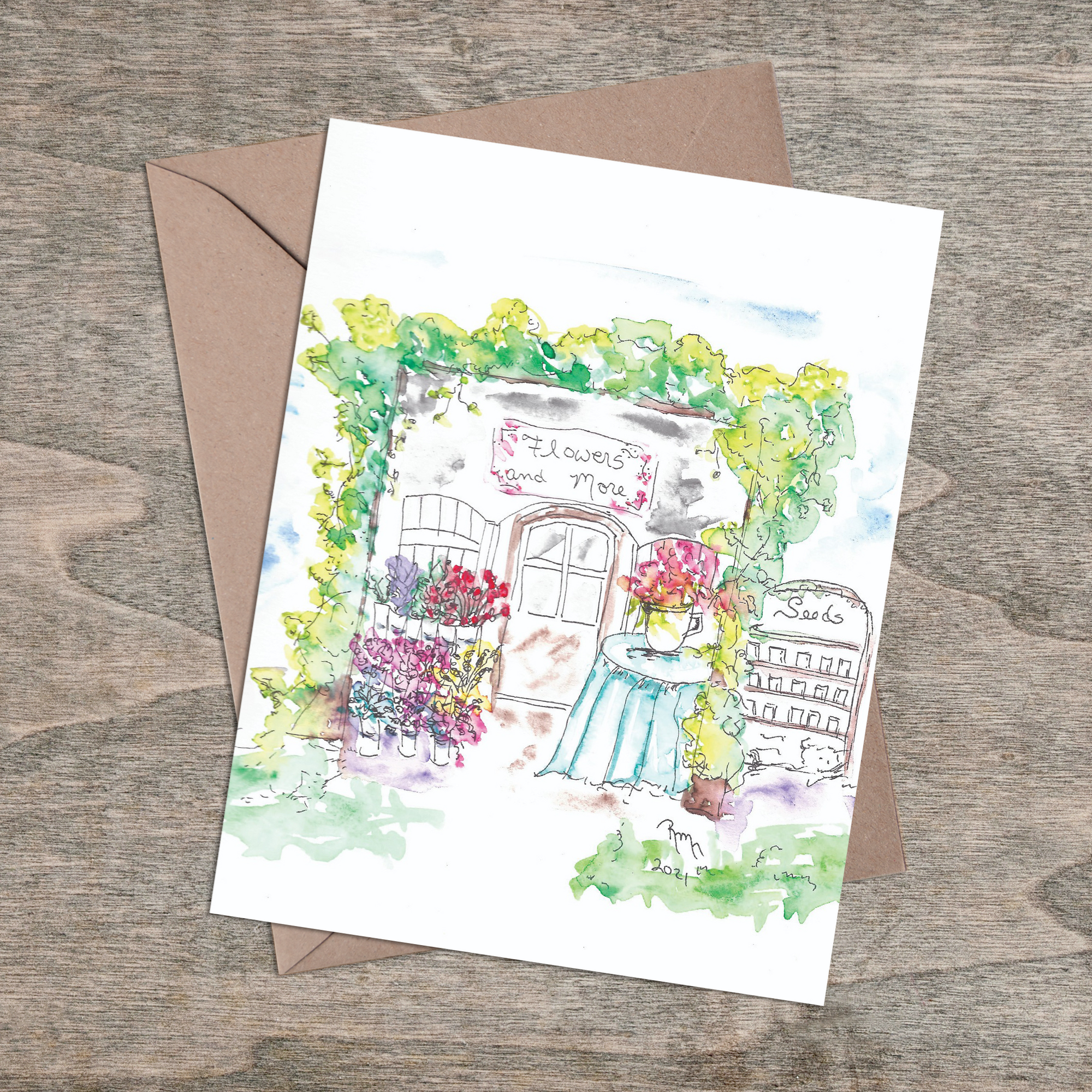 Flowershop Watercolor - Greeting Card (Single or Pack)