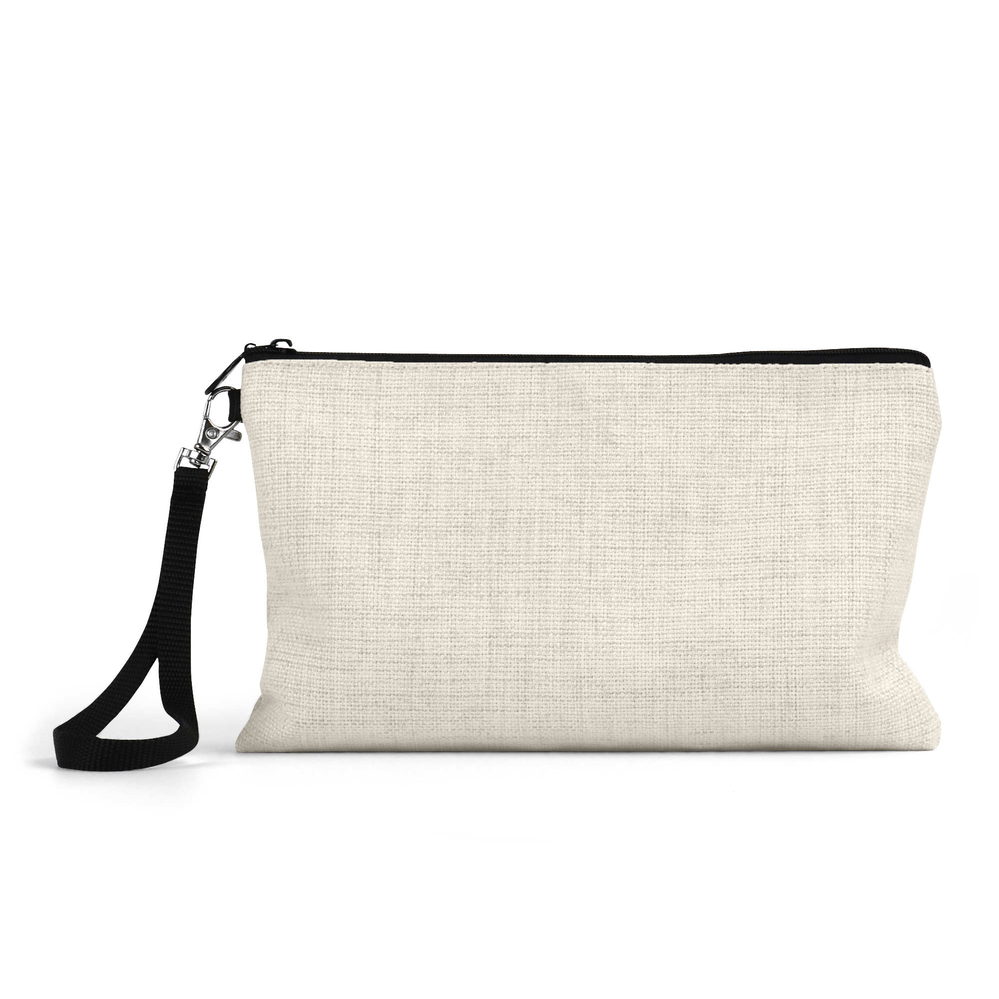 Blank/Customizable Linen Zippered Bag with Strap