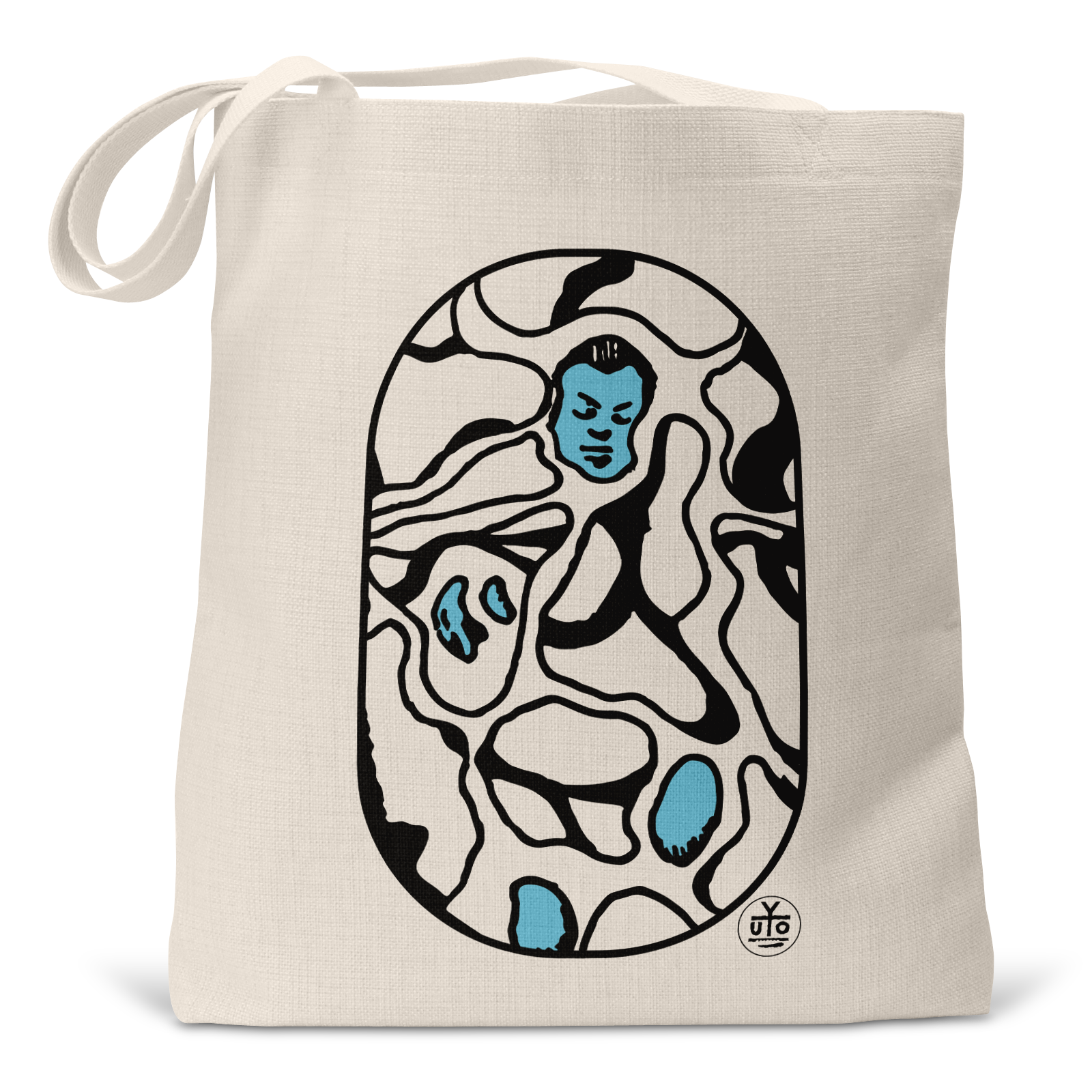 "Rivulets" (Blue) - Small/Large Linen Tote