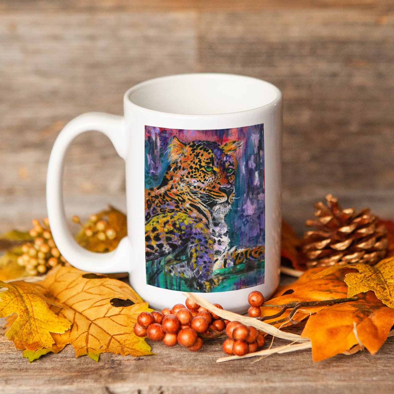 "Ava the Royal Leopard" - 15oz Coffee Mug