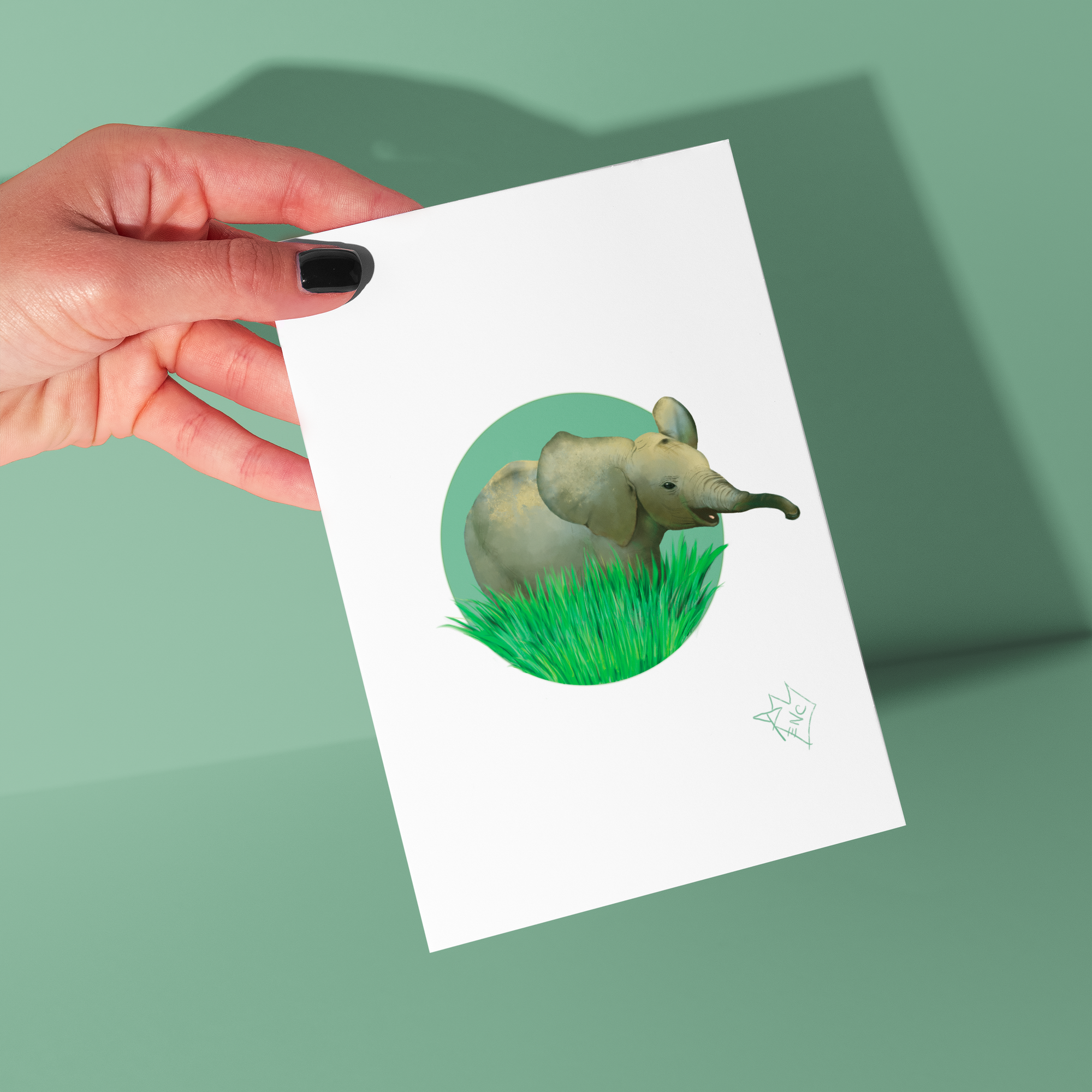 Elephant Animal Study - Greeting Card