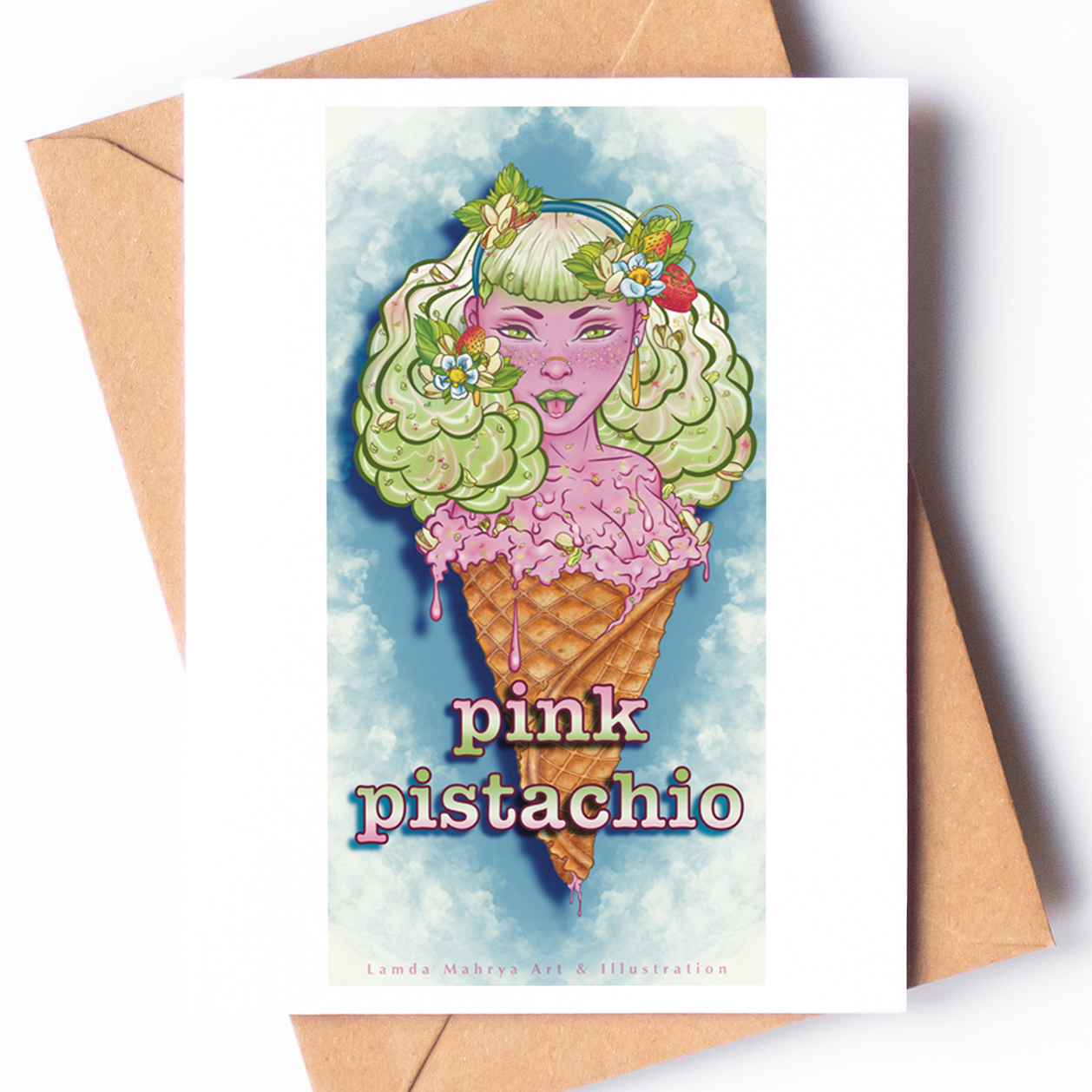 "Pink Pistachio" - Greeting Card