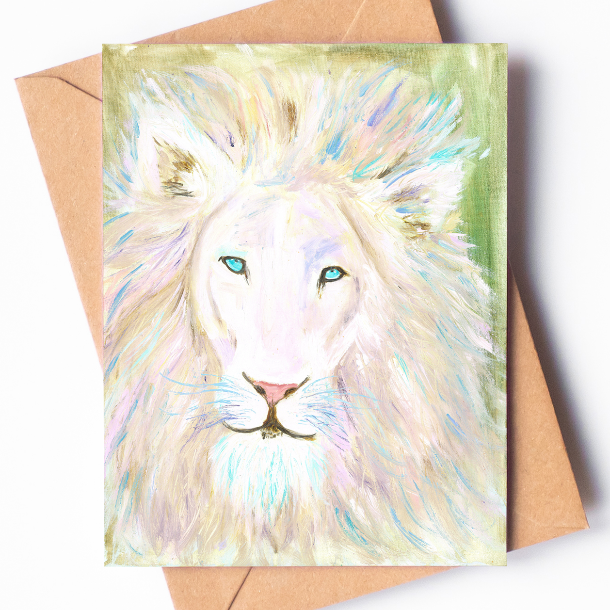 "Whimsical White Lion" - Greeting Card (Single or Pack)