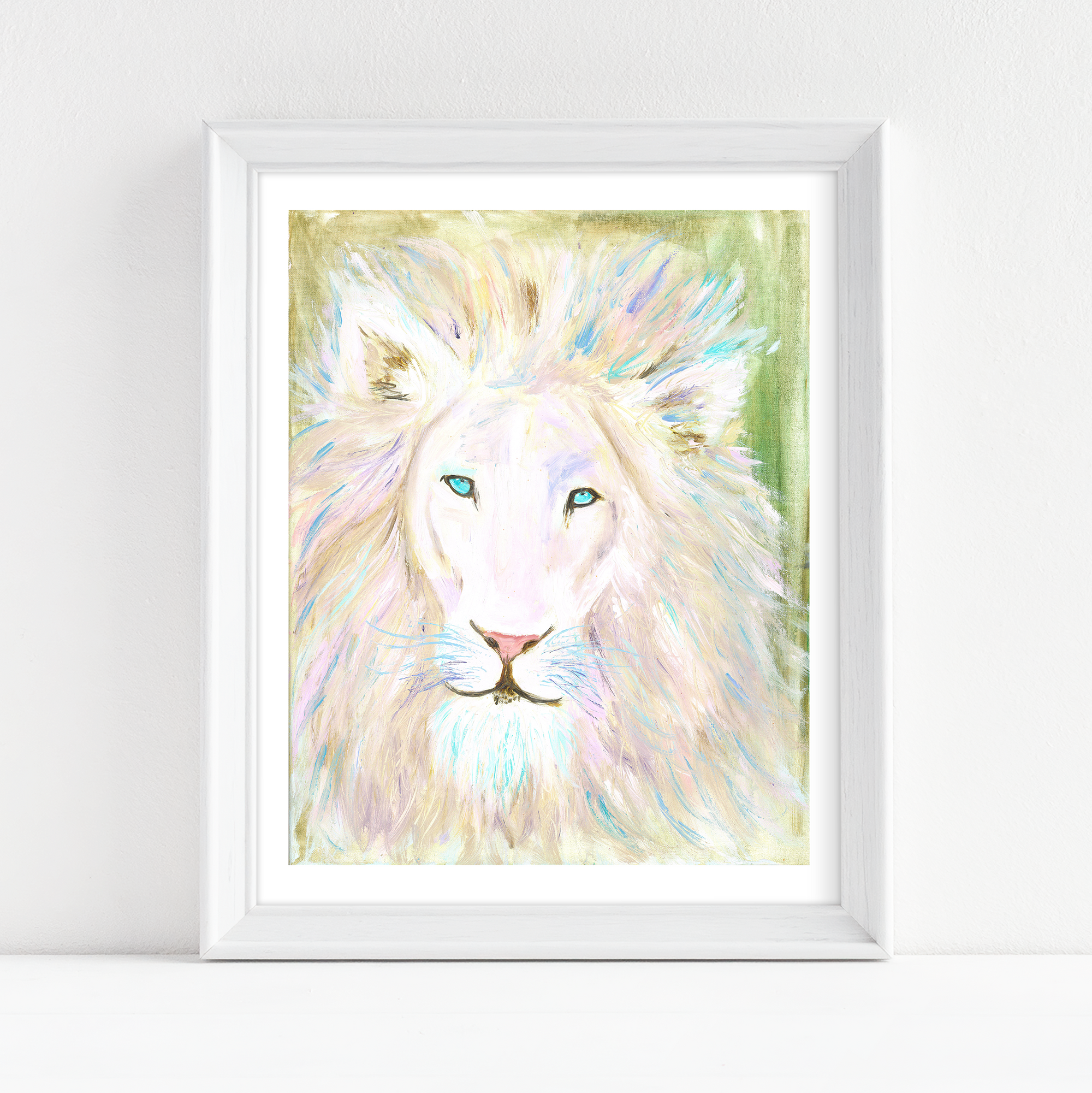 "Whimsical White Lion" - Fine Art Print