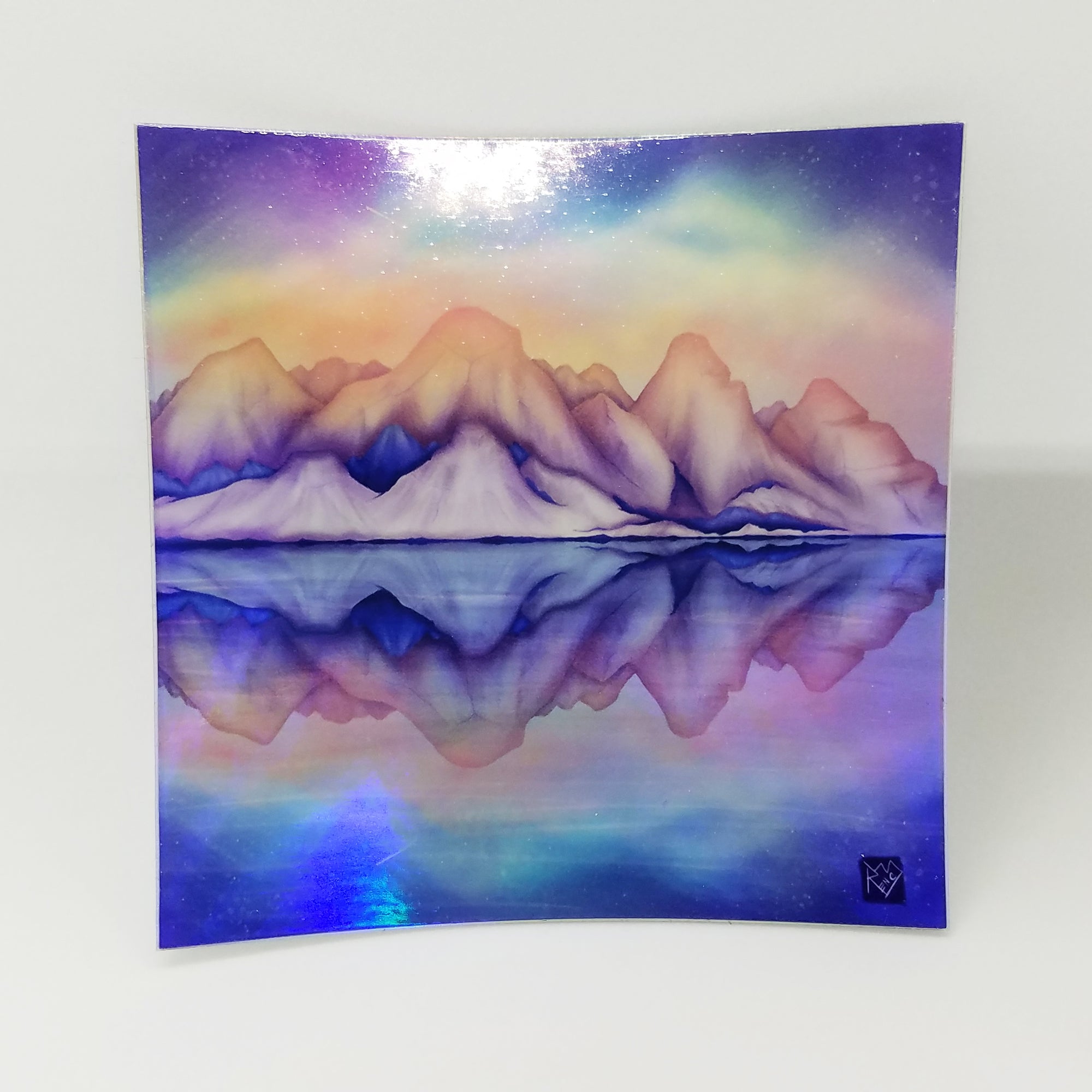 "Mountain Reflection" - Holographic Sticker