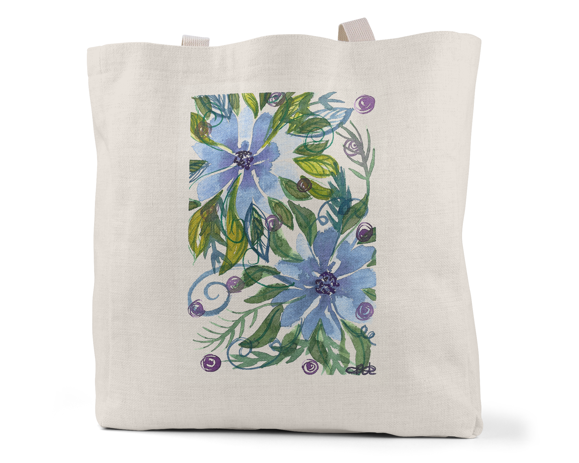 "Blue Flowers" - Tote Bag (Multiple styles available!)