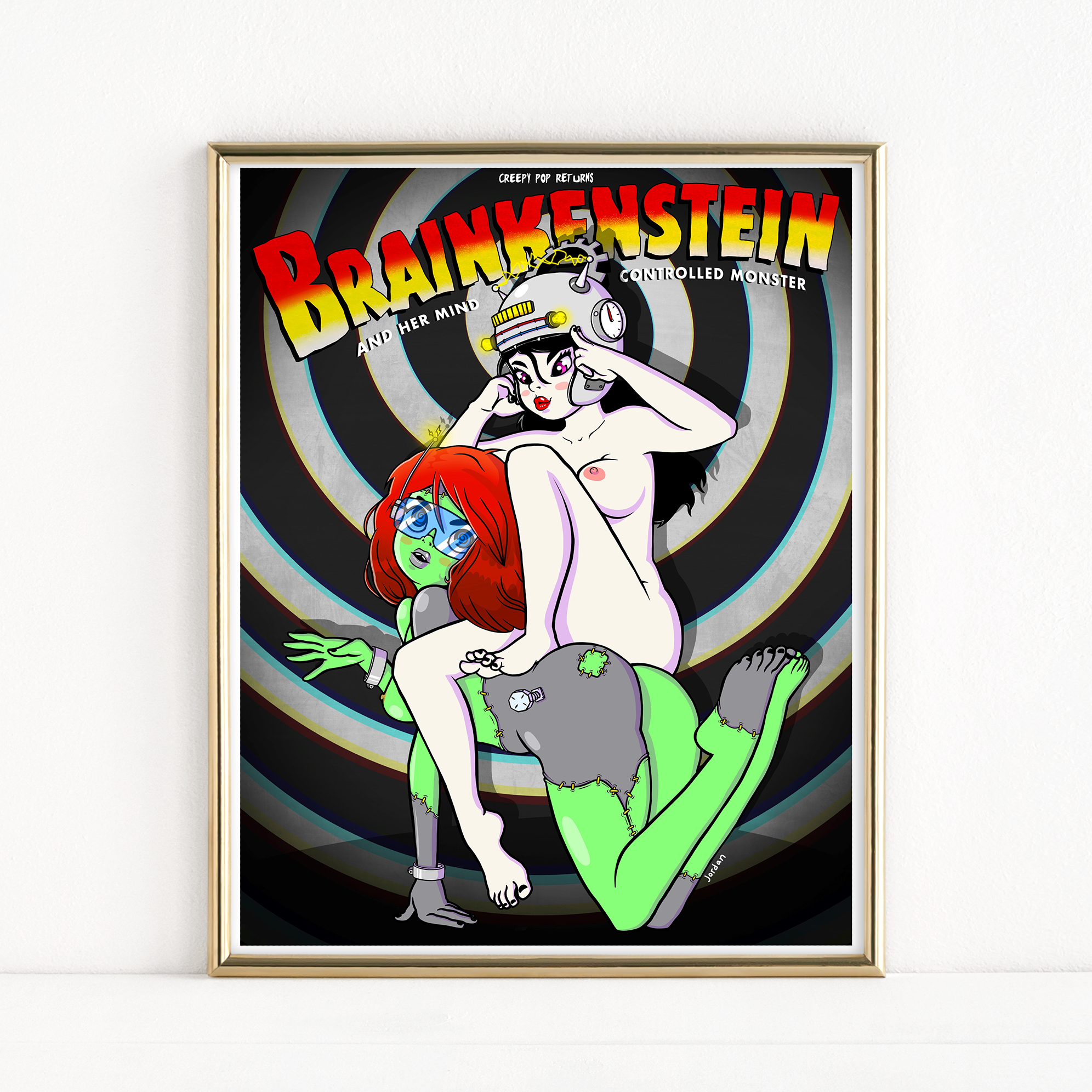 "Brainkenstein And Her Mind Controlled Monster" - Fine Art Print