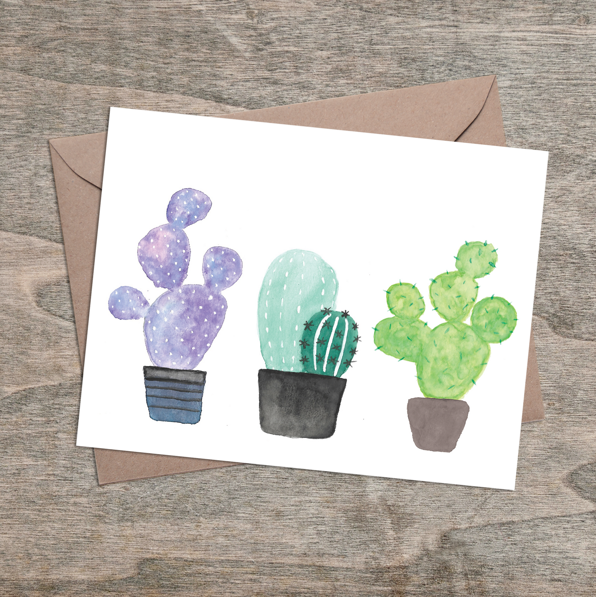Watercolor Cactus - Greeting Card (Single or Pack)