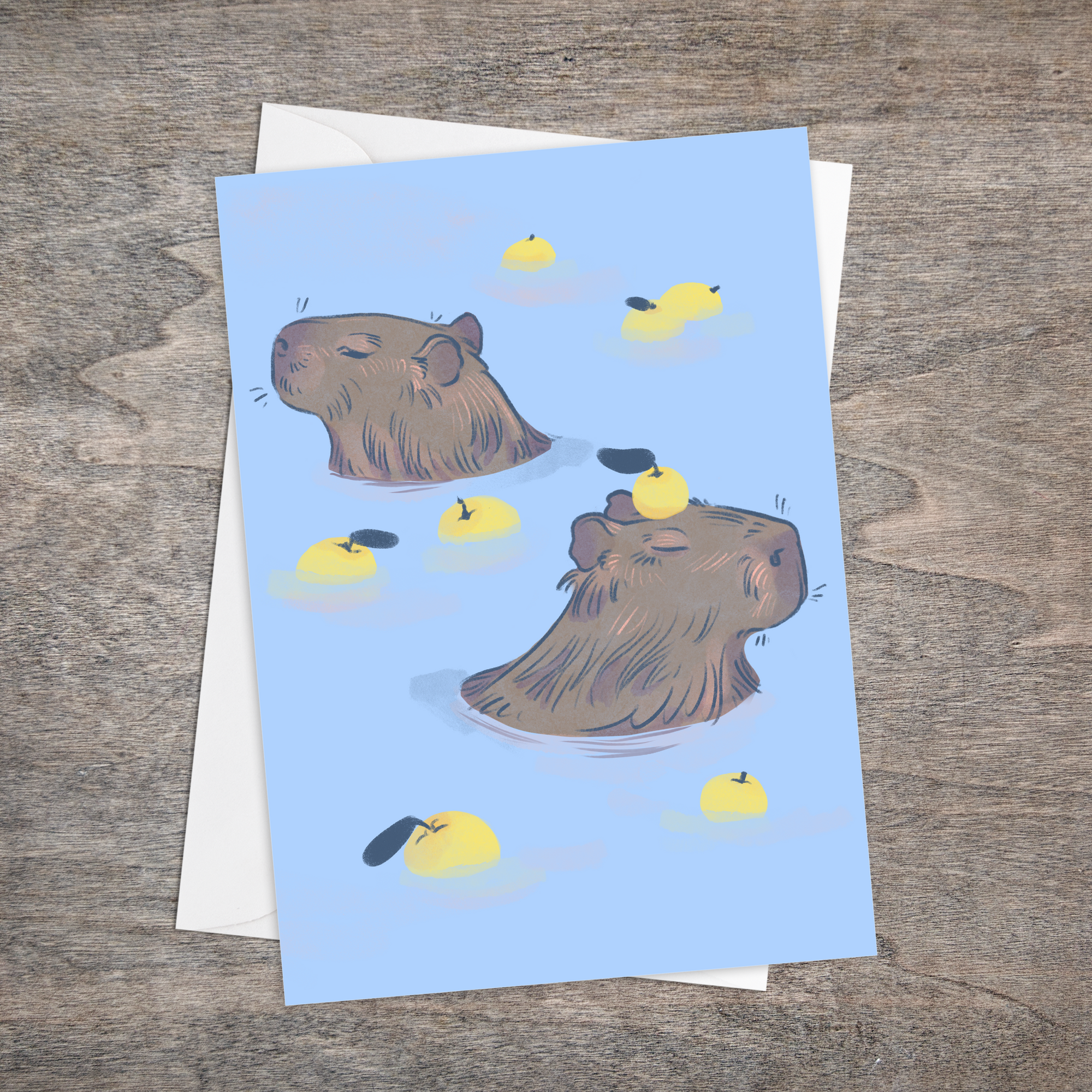 "Yuzu Capybara" - Greeting Card