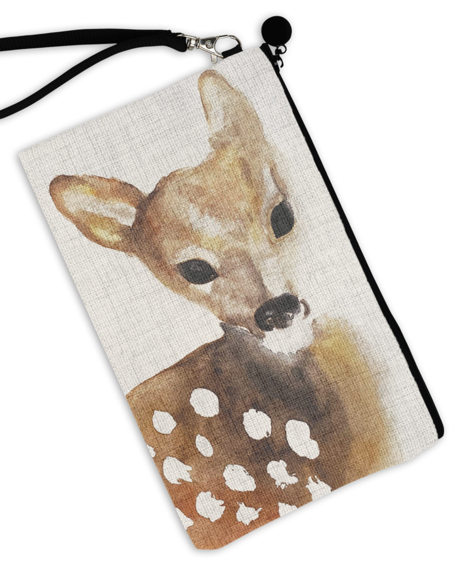 Deer Watercolor - Linen Hand Bag