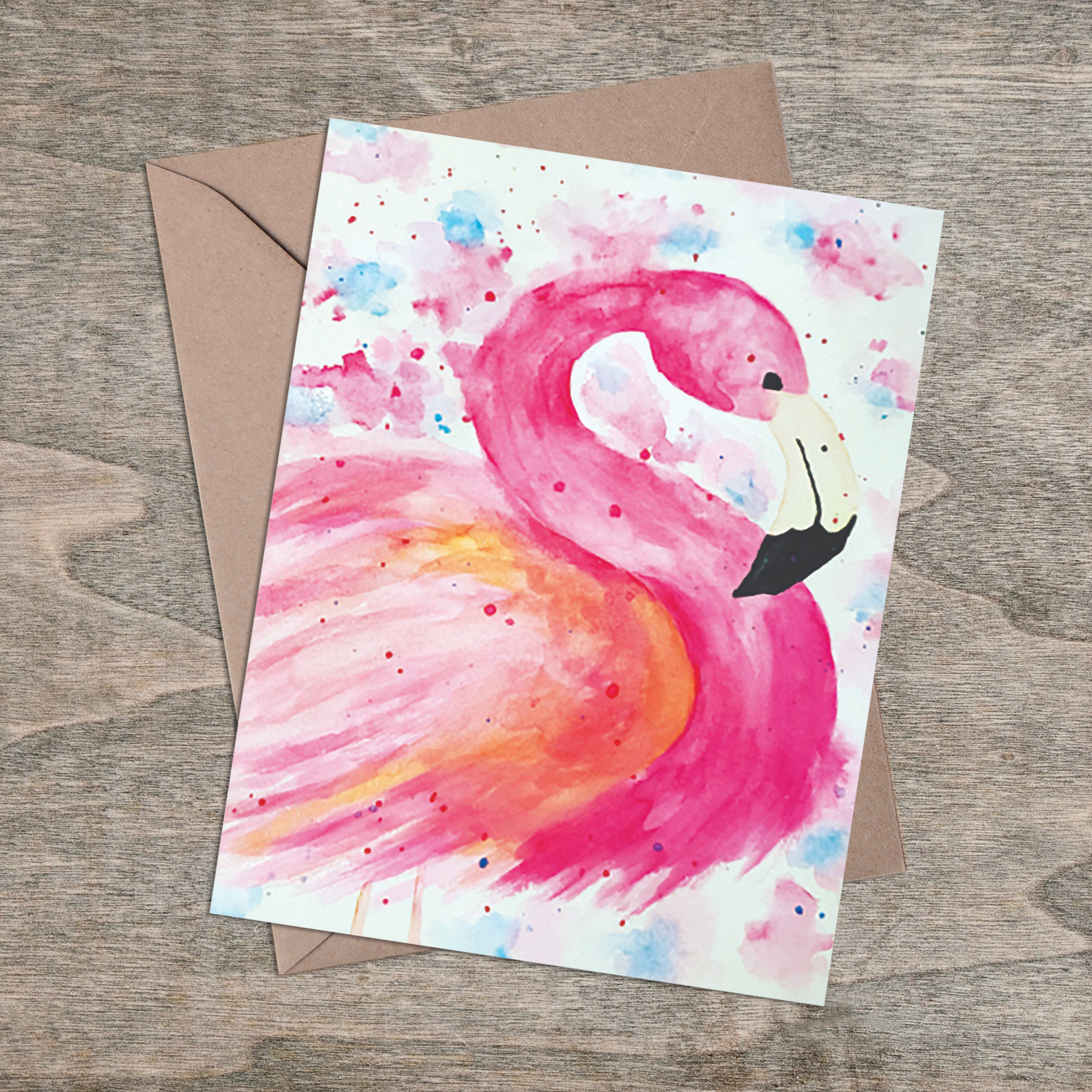 Flamingo Watercolor - Greeting Card (Single or Pack)