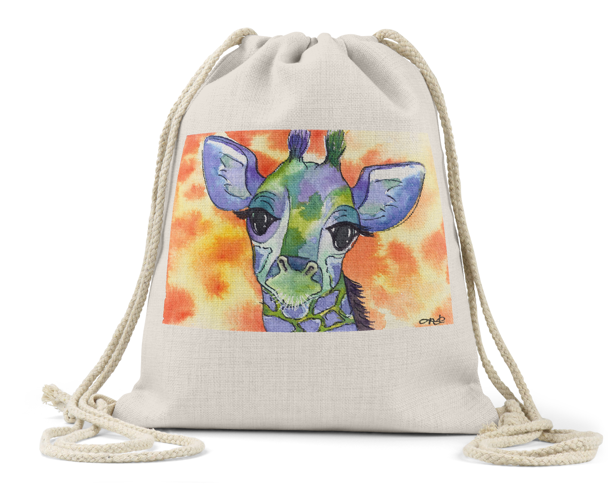 "Gerry the Giraffe" - Linen Drawstring Bag
