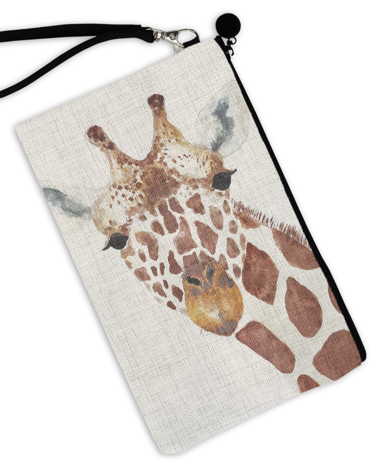 Giraffe Watercolor - Linen Hand Bag