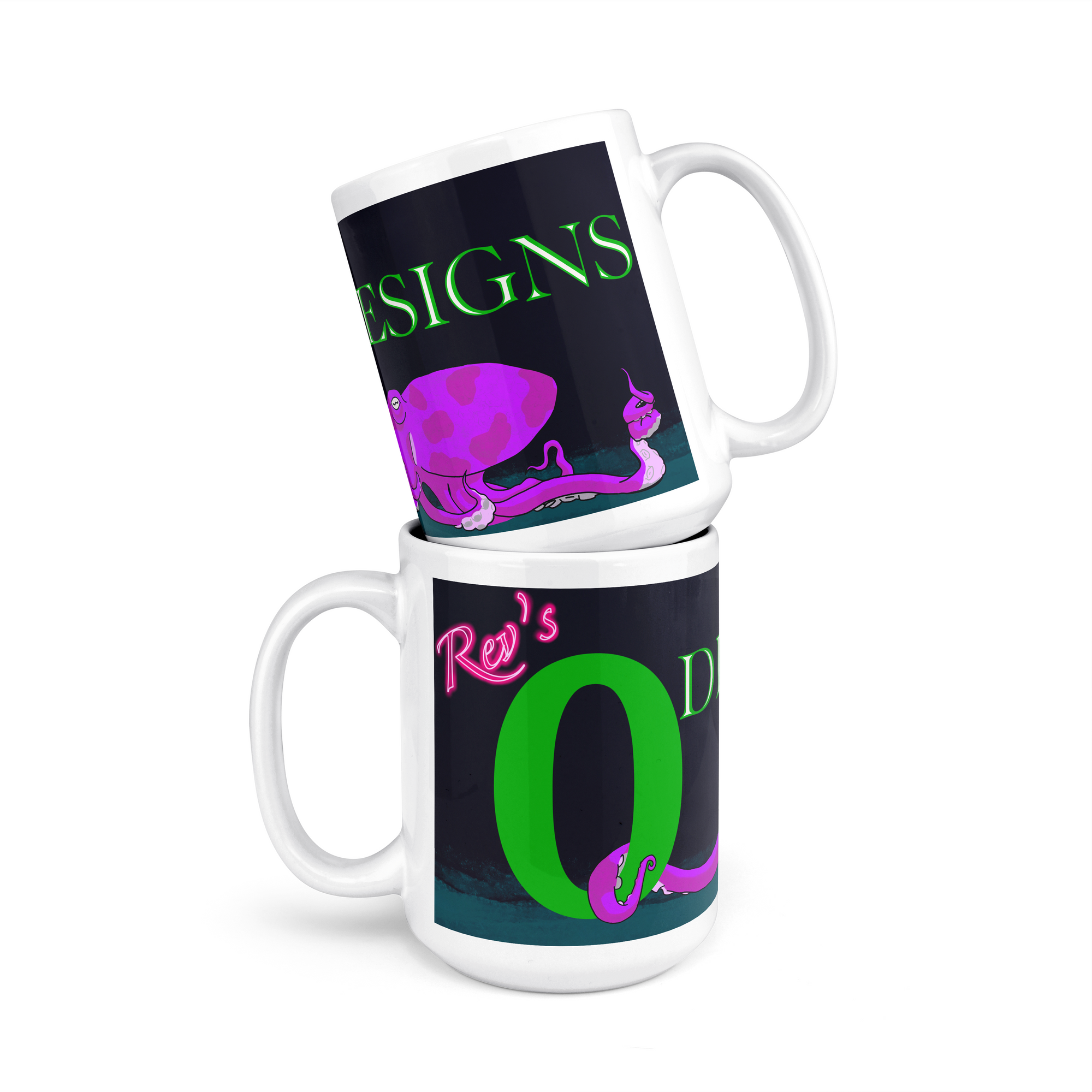 Rev’s Oddesigns Octo Logo - 15oz Coffee Mug