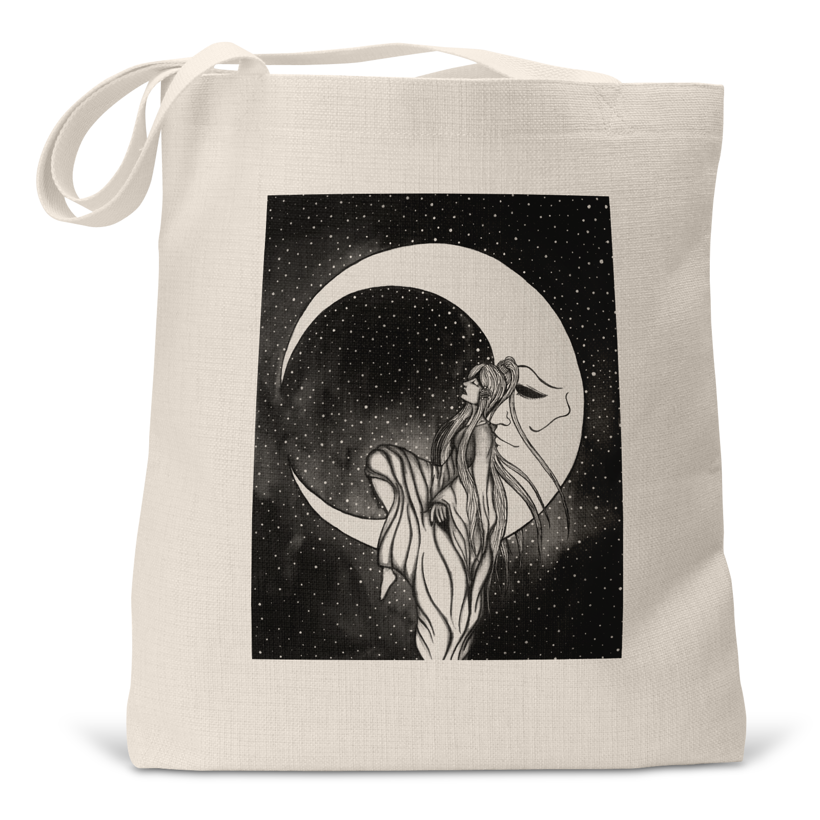 "A Moon and His Princess" - Small/Large Linen Tote