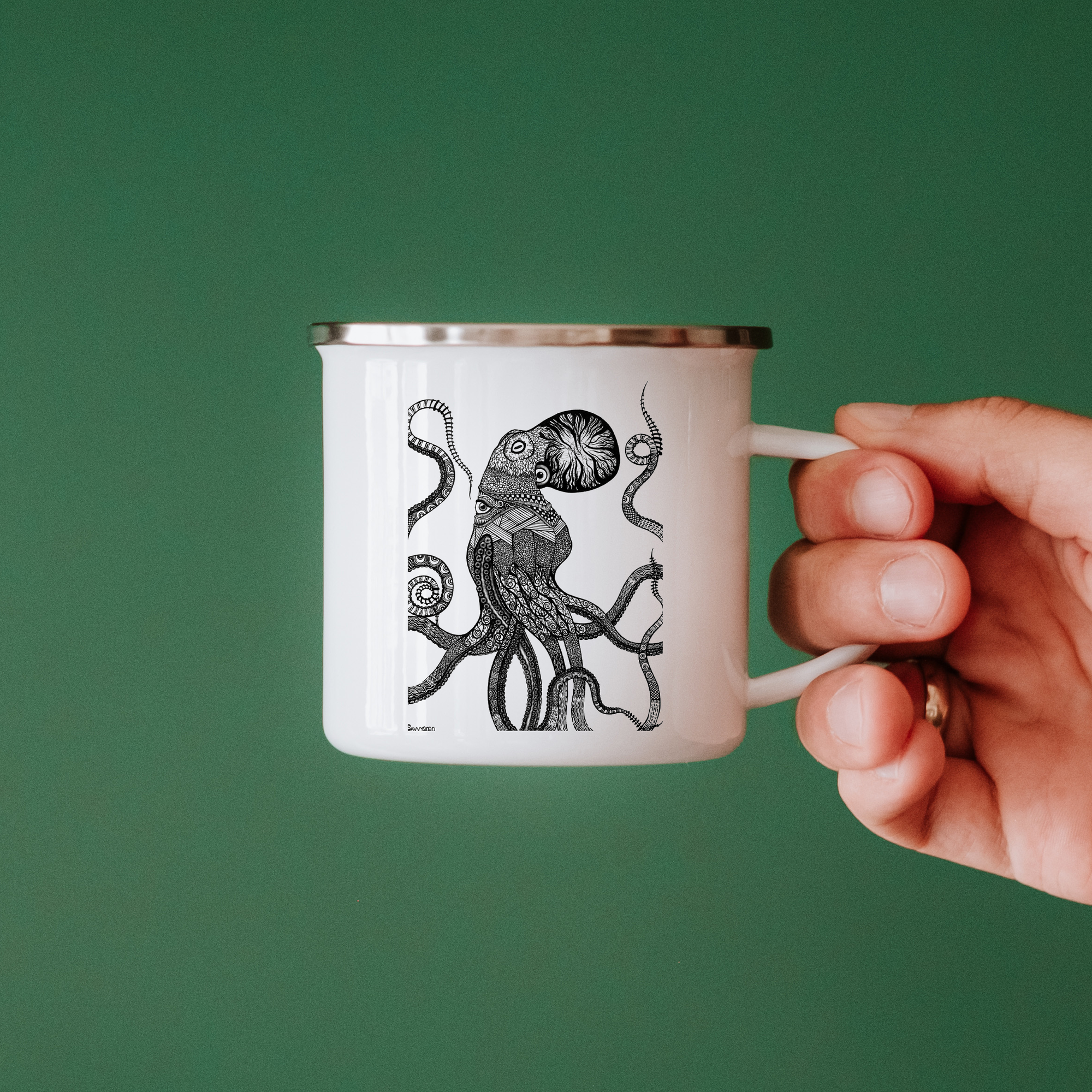 "Ocular Octopus" Black/White Version - 11oz Camp Mug