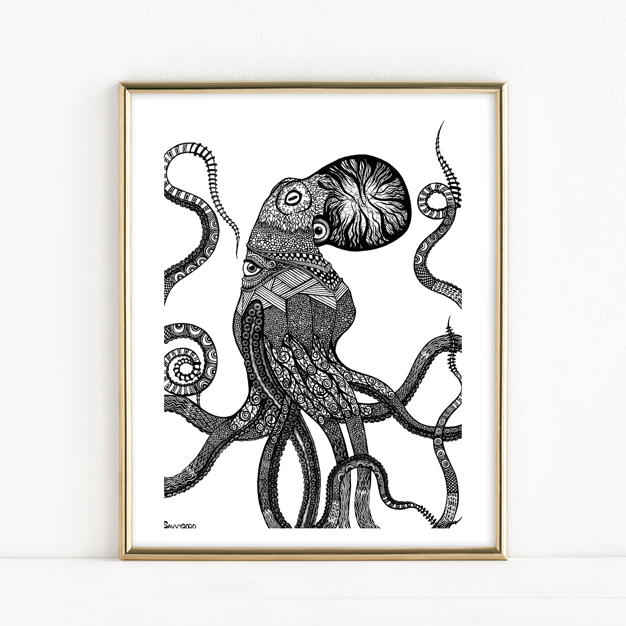 "Ocular Octopus" (Black/White Version) - Fine Art Print