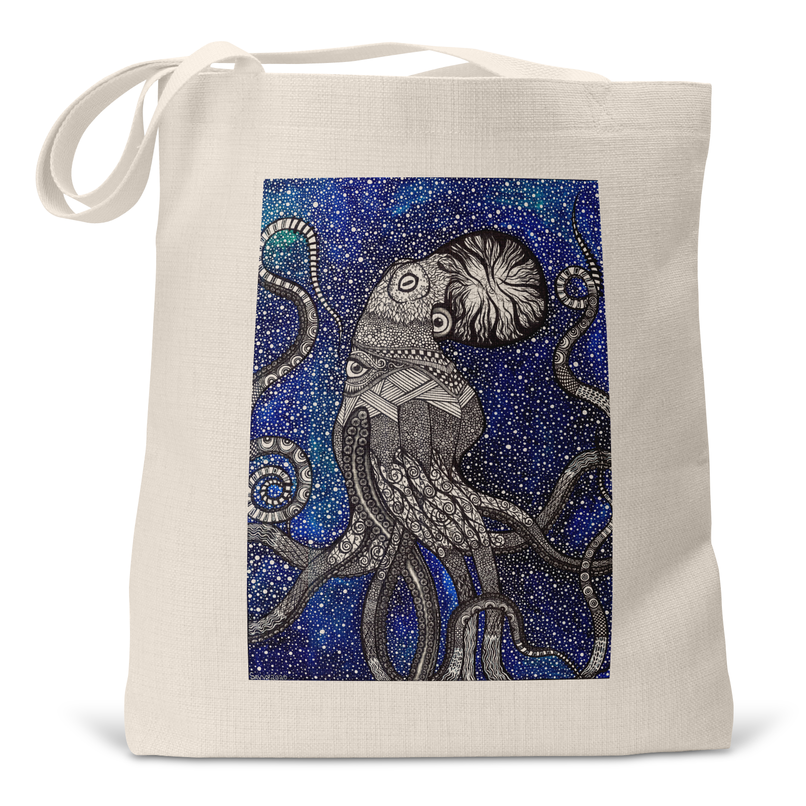 "Ocular Octopus" - Small/Large Linen Tote