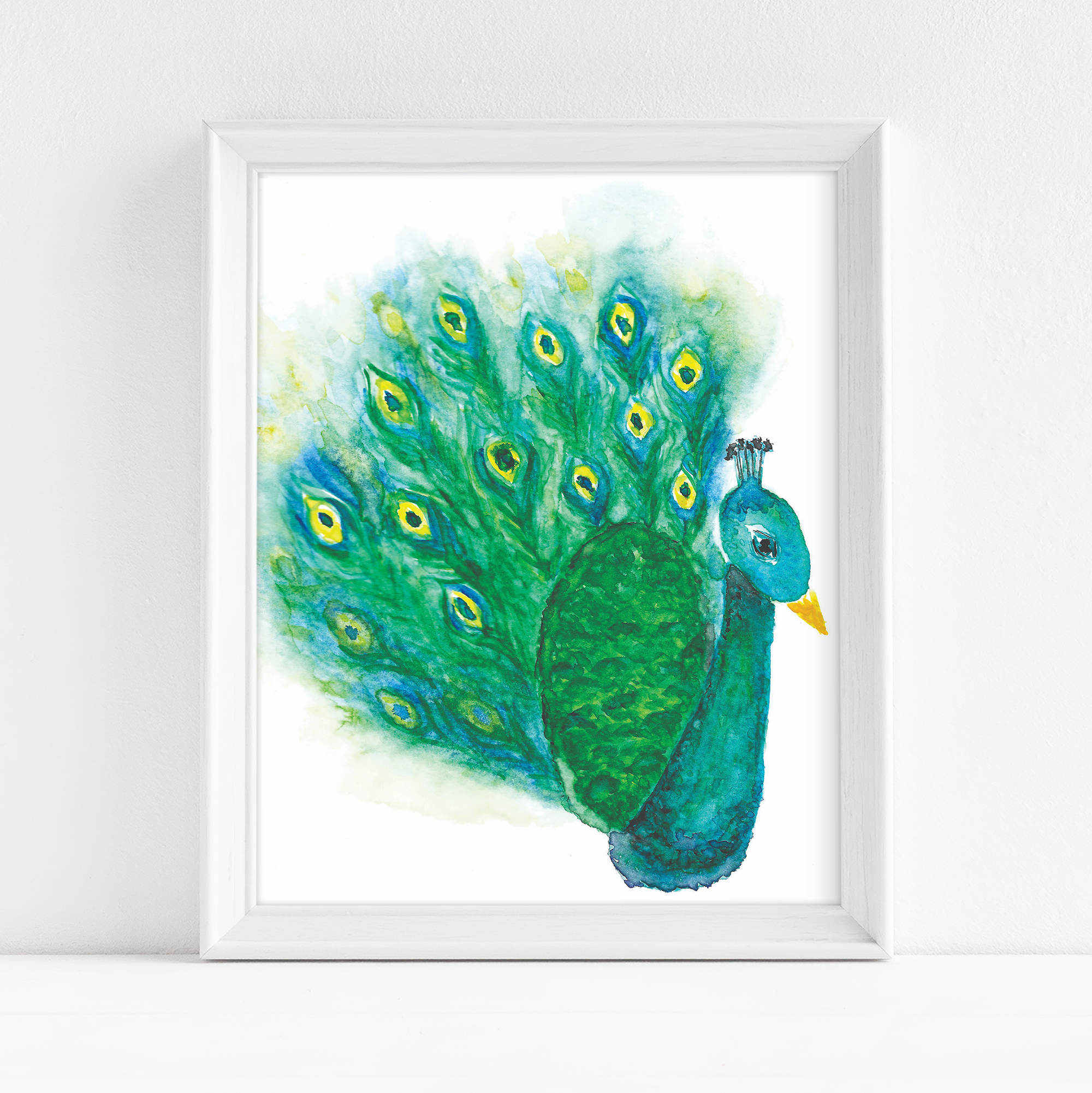 Peacock Watercolor - Fine Art Print