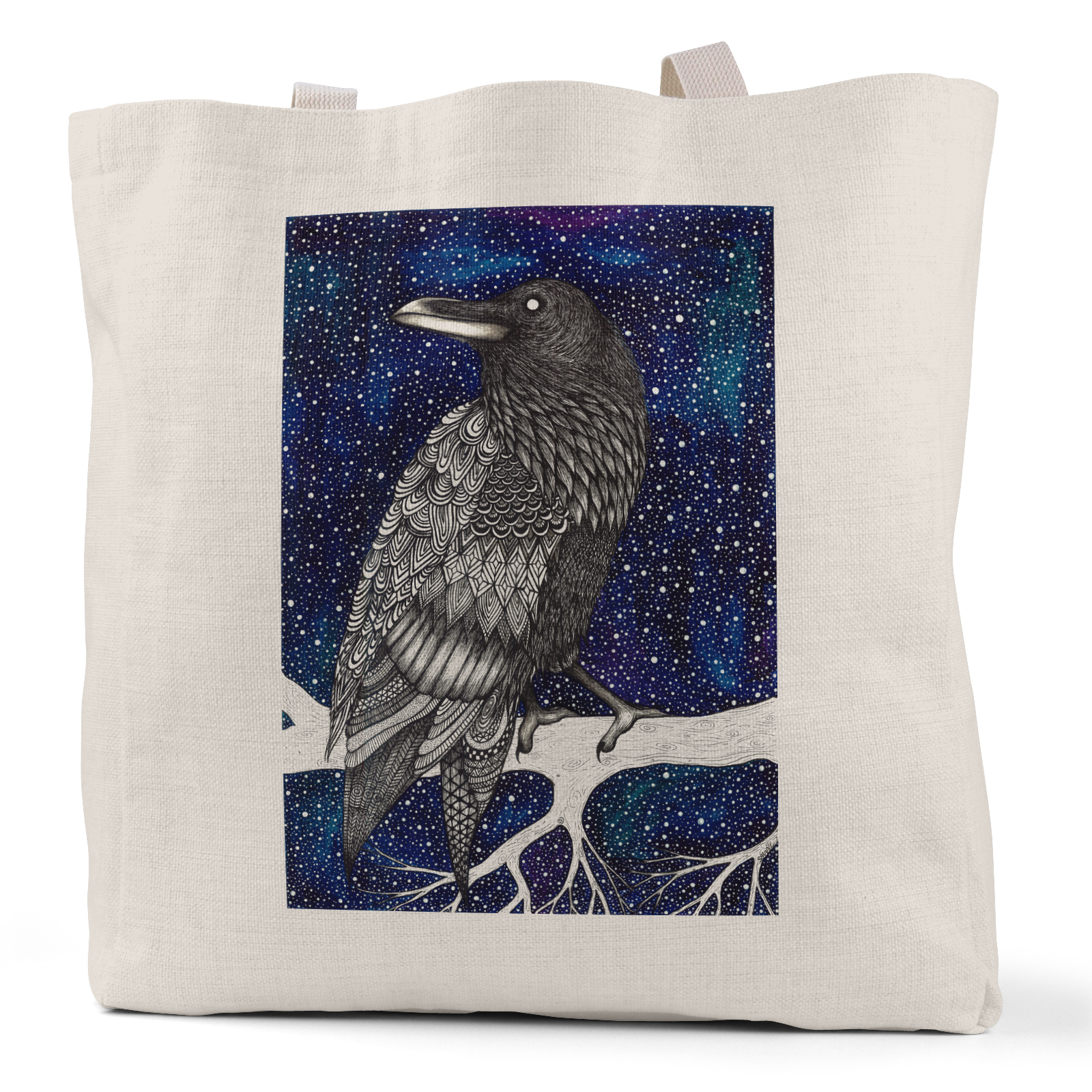 "Space Raven" - Small/Large Linen Tote