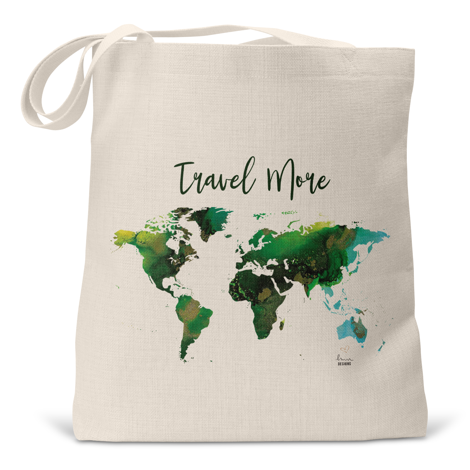 Travel More Ink Map - Small/Large Linen Tote