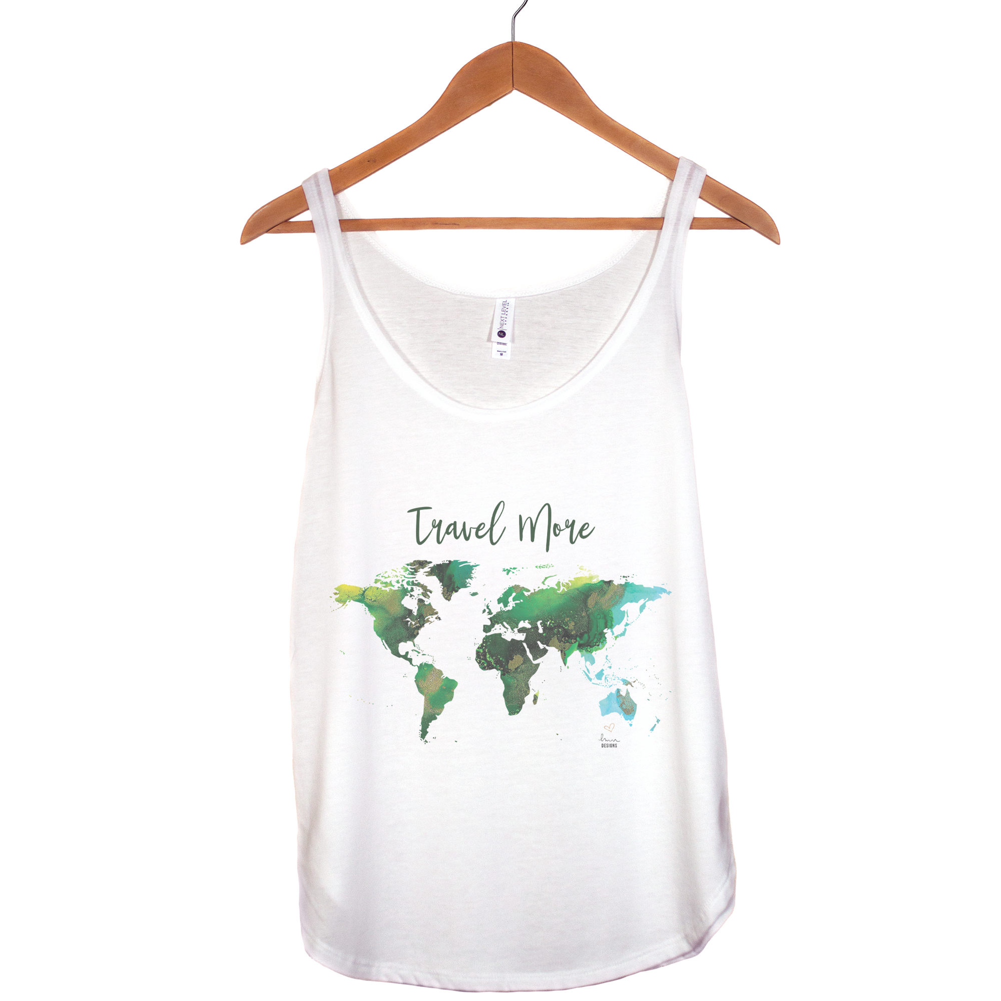 Travel More Ink Map - White Triblend Tank