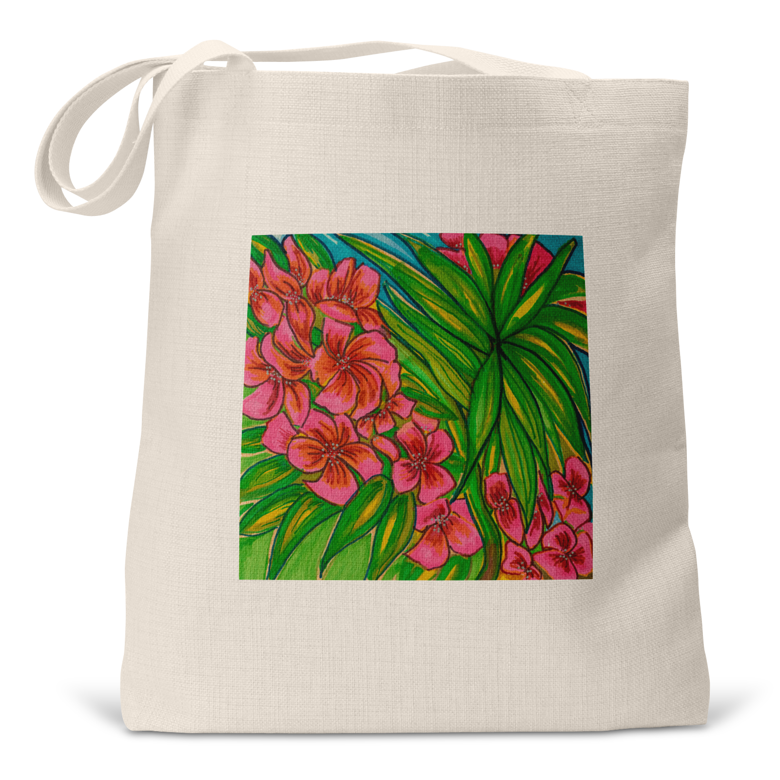 "Tropical Vibes" - Small/Large Linen Tote
