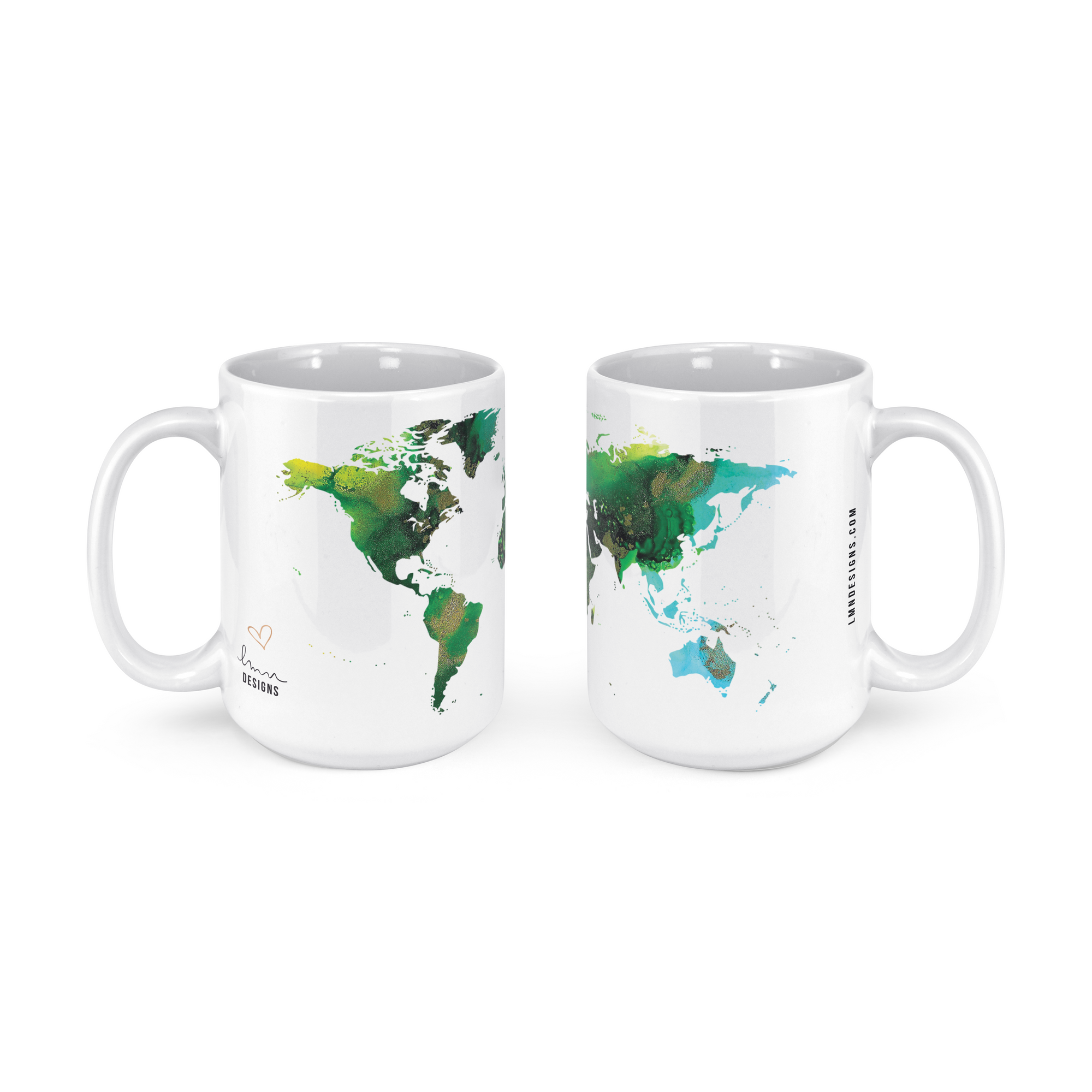 World Map Alcohol Ink (Earth Ink) - 15oz Coffee Mug